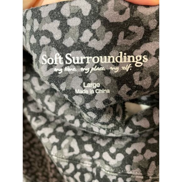 Soft Surroundings Leggings Large Animal Print Black Gray Full Length Viscose - Picture 5 of 7